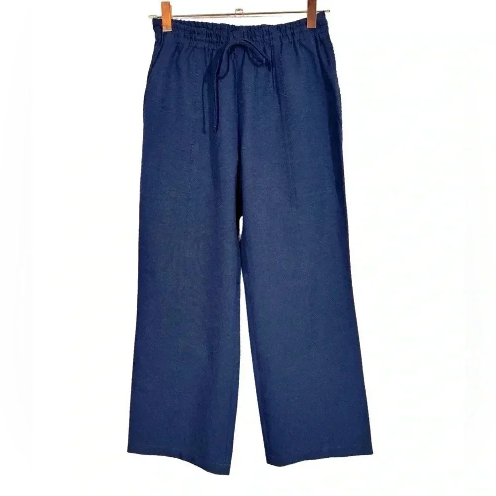 Issey Miyake Pleats Please Ultrasonic Pinking Drawstring Easy Pants in Navy Sz:1